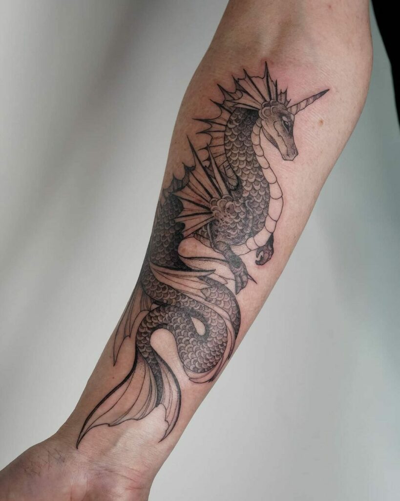 14+ Fantasy Tattoo Ideas To Inspire You! 12 Dragon with Hord Fantacy Tattoo