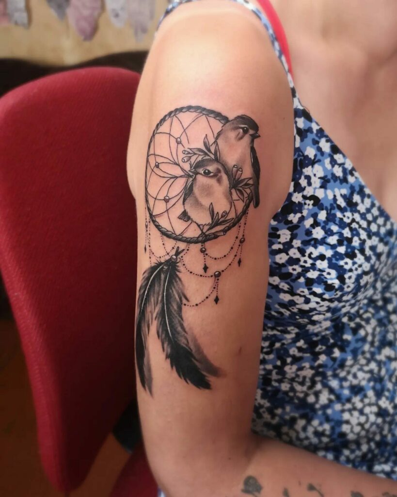 13+ Thigh Unique Dream Catcher Tattoo Ideas That Will Blow Your Mind! 21 Dreamcatcher Tattoos with Birds