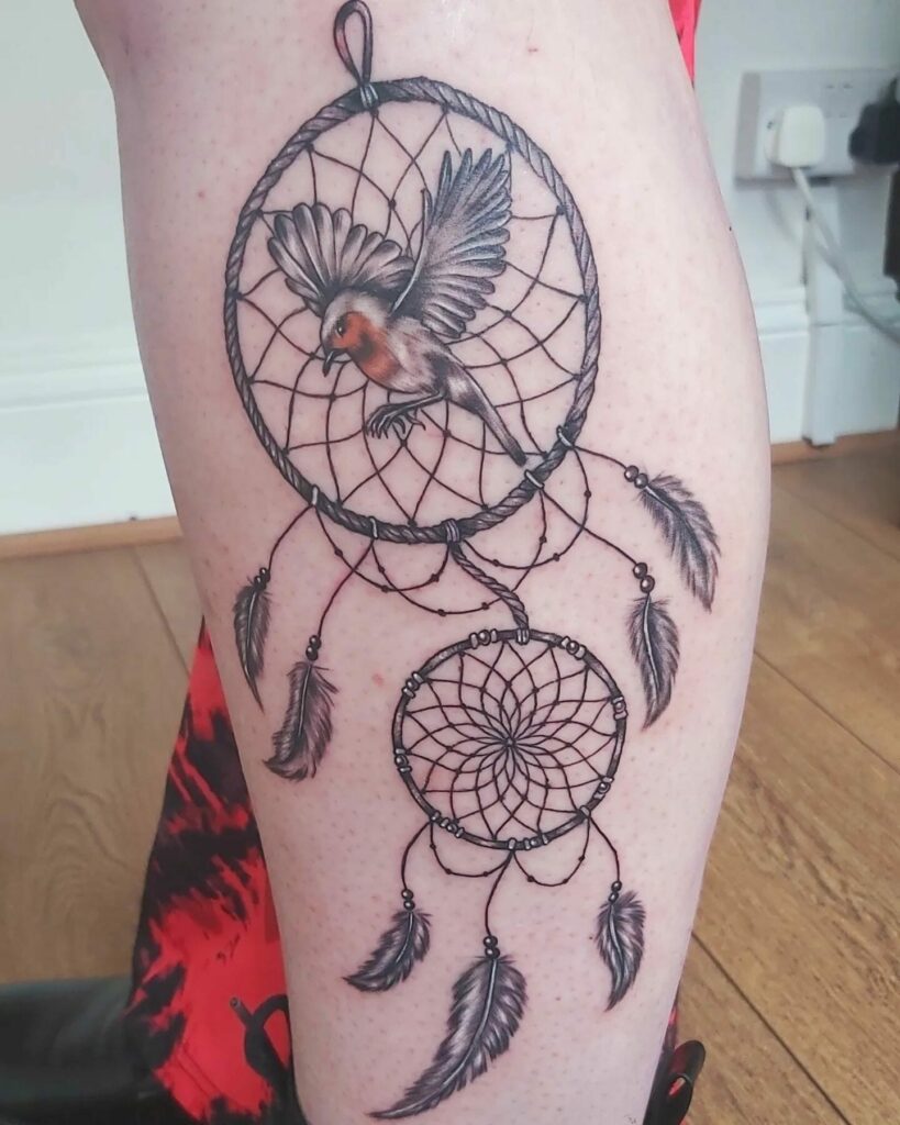 13+ Thigh Unique Dream Catcher Tattoo Ideas That Will Blow Your Mind! 22 Dreamcatcher Tattoos with Birds ideas