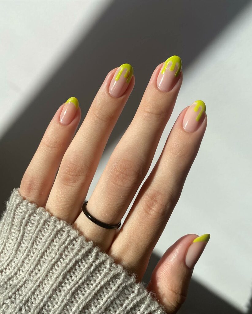 21 Latest Yellow French Tip Nail Designs To Try in 2024! 17 Drip French Yellow Nails