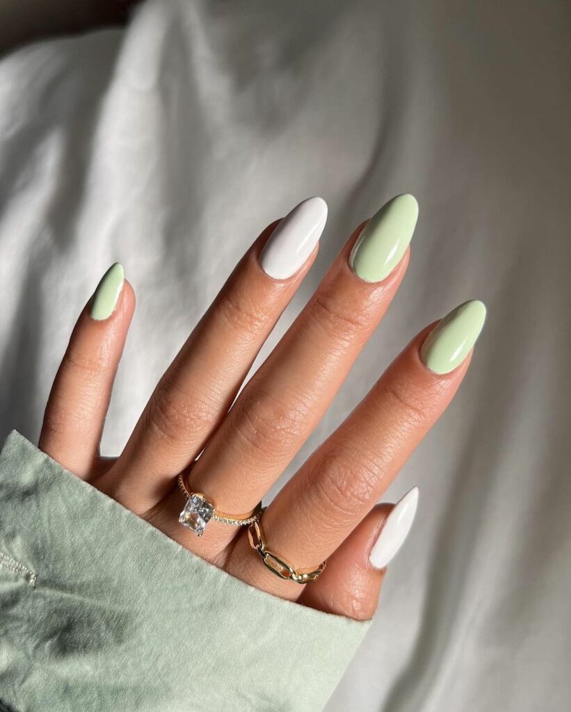30 Latest Mint Green Nail Ideas To Try Today! 16 Two-Toned Mint Green Nails