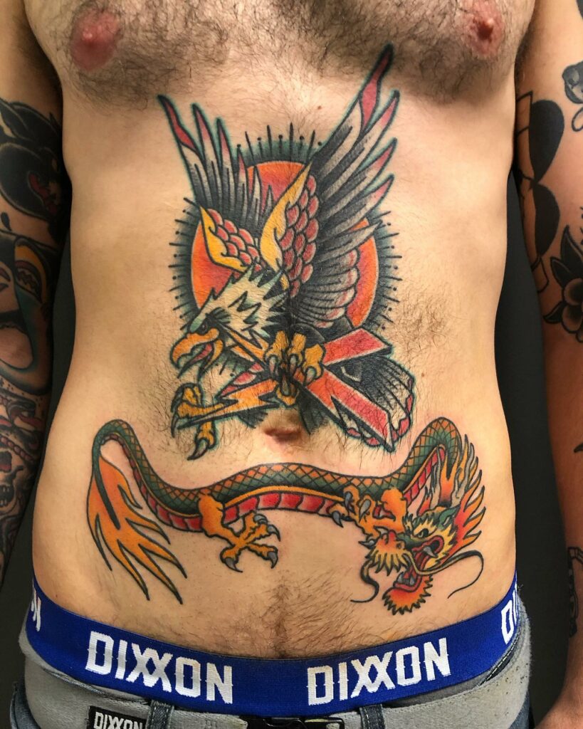11+ Stomach Tattoo Men Ideas That Will Blow Your Mind! 13 Eagle And Snake Stomach Tattoo