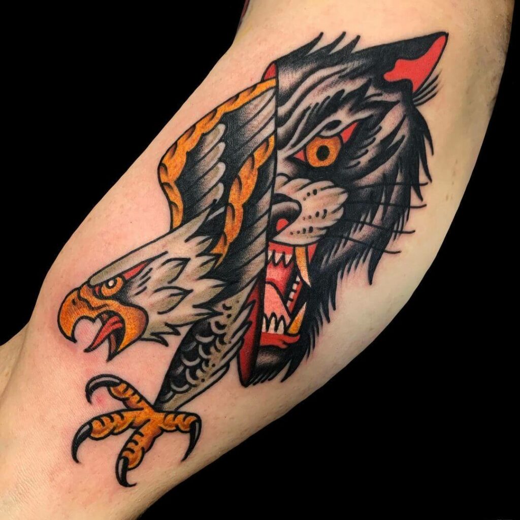 11+ Wolf Head Tattoo Ideas You Have To See To Believe! 17 Eagle And Wolf Head Tattoo