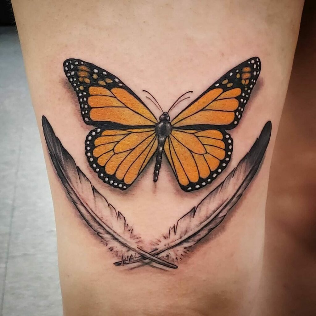 12+ Eagle Feather Tattoo Ideas To Inspire You 18 Eagle Feather And Butterfly Tattoo