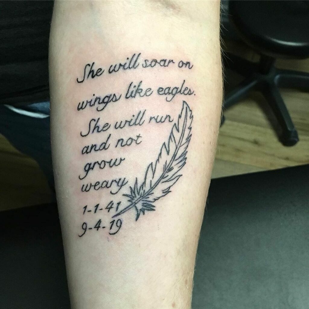 12+ Eagle Feather Tattoo Ideas To Inspire You 16 Eagle Feather Tattoo With Messages