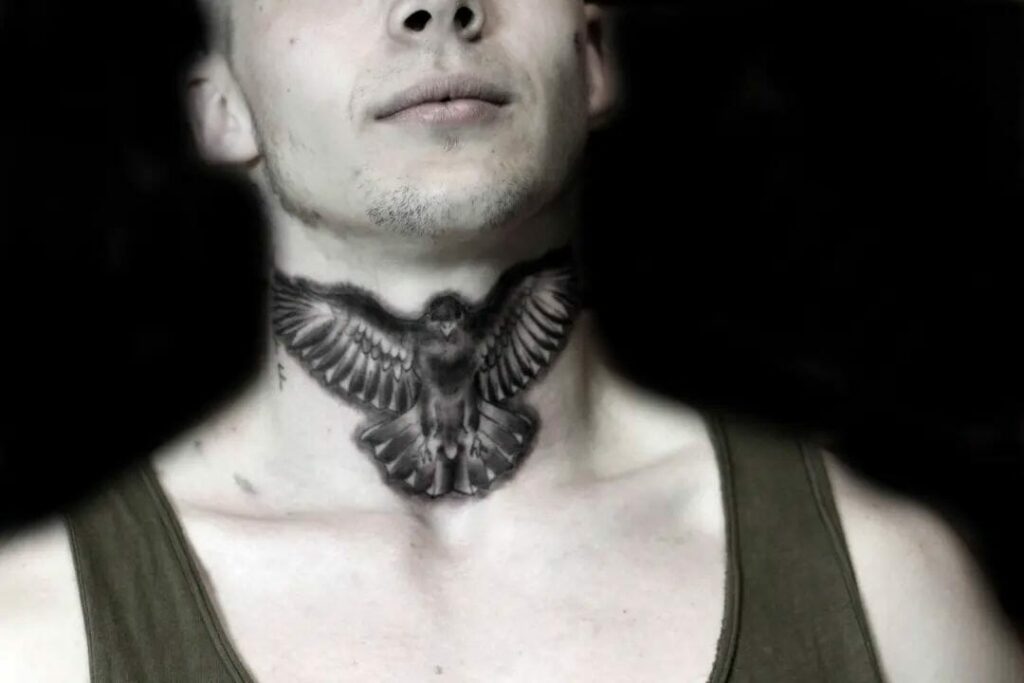 11+ Male Throat Tattoo Ideas That Will Blow Your Mind! 13 Eagle Neck Tattoo