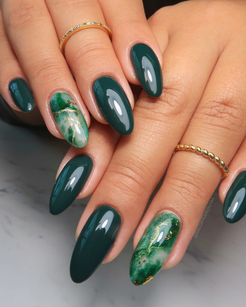 40 Latest Dark Green Nail Ideas To Try In 2024! 22 Earthy Dark Green Nail