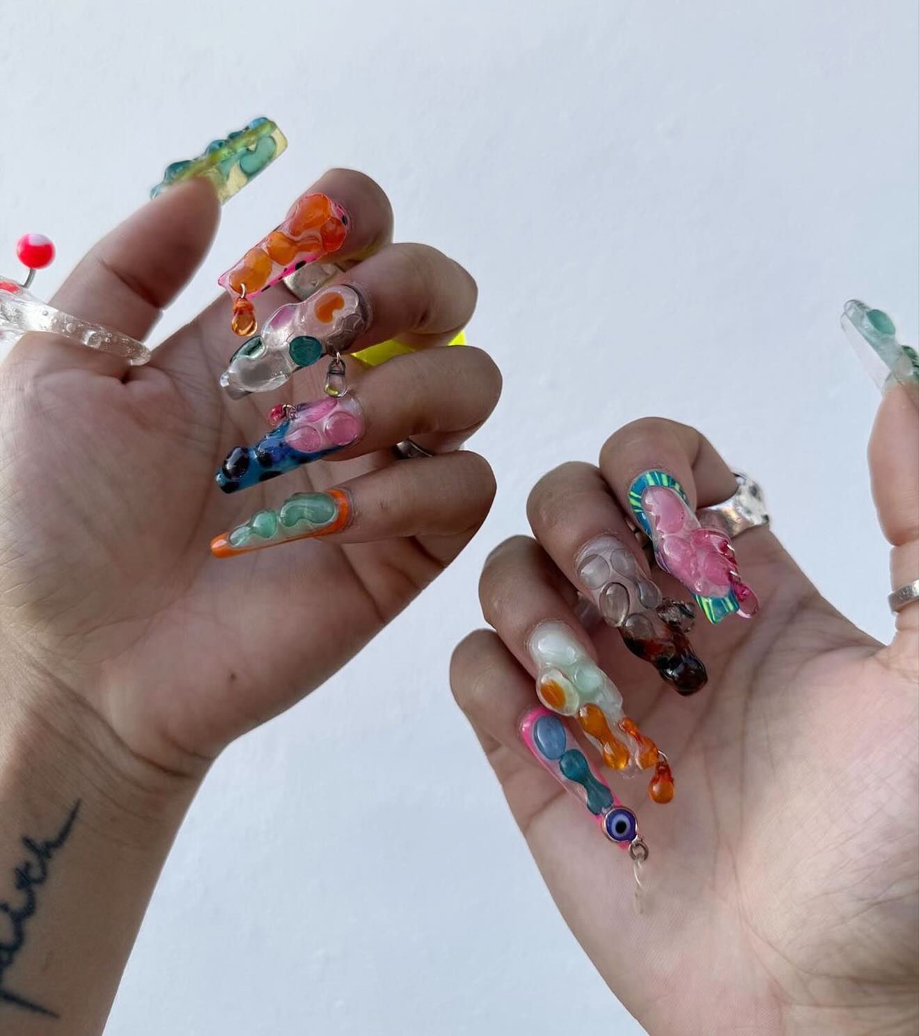 43 Latest Long Nail Designs To Try in Today! 33 Eclectic 3D Abstract Nail Art Extravaganza