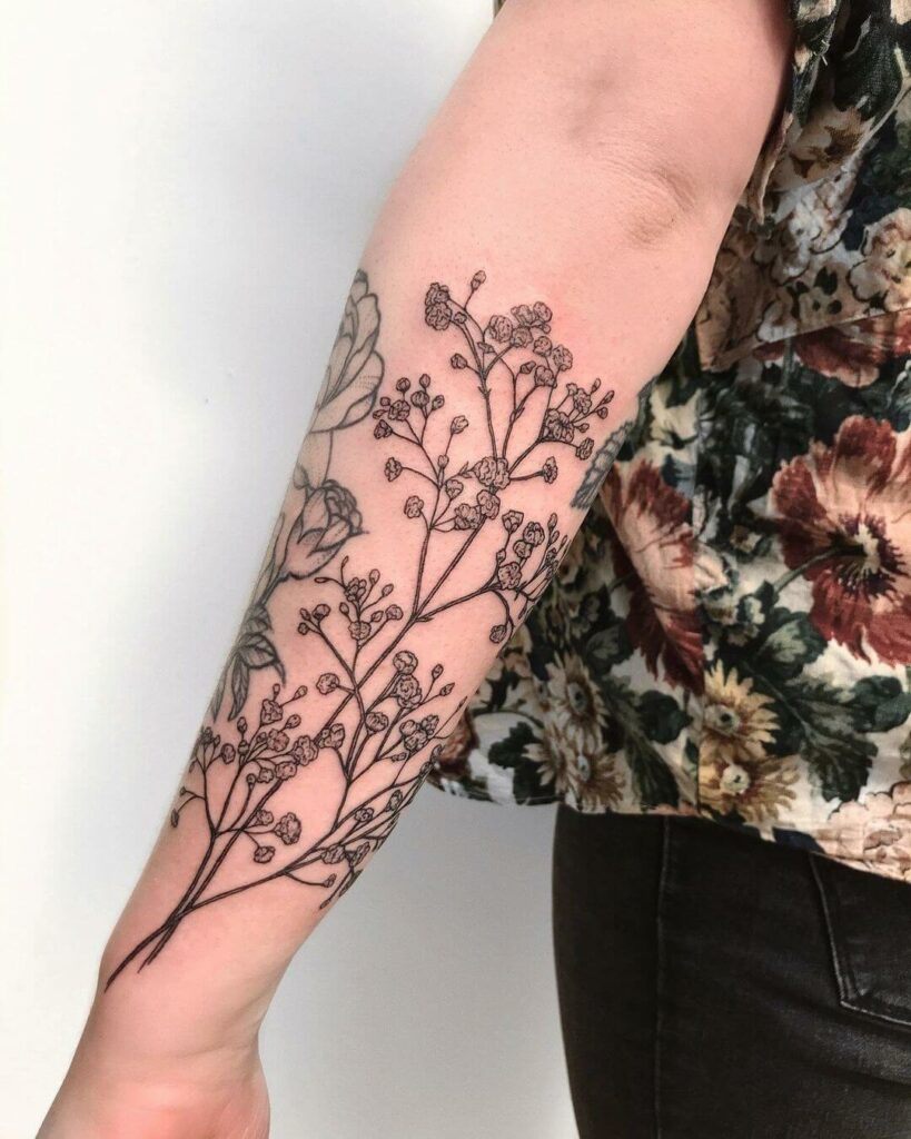 10+ Baby's Breath Tattoo Ideas You'll Have To See To Believe! 15 Elaborate Forearm Baby's Breath Tattoo