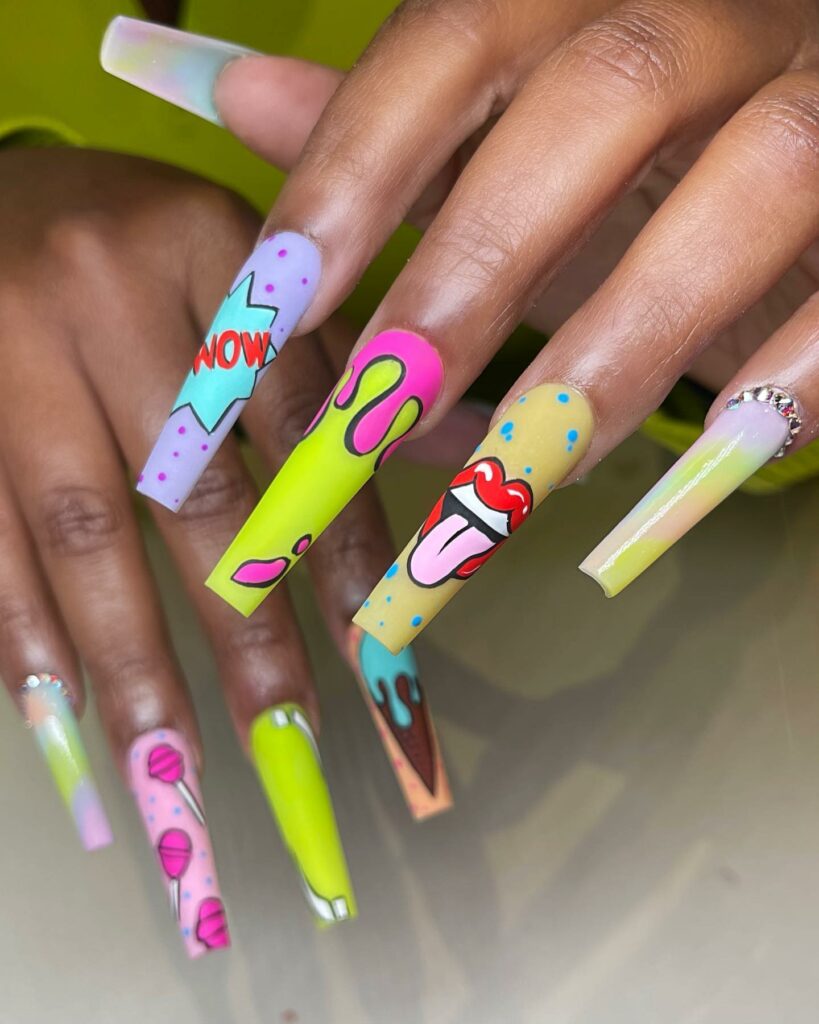 44 Latest Pop Art Nail Designs To Try In 2024! 12 Electric Pop Art Nails