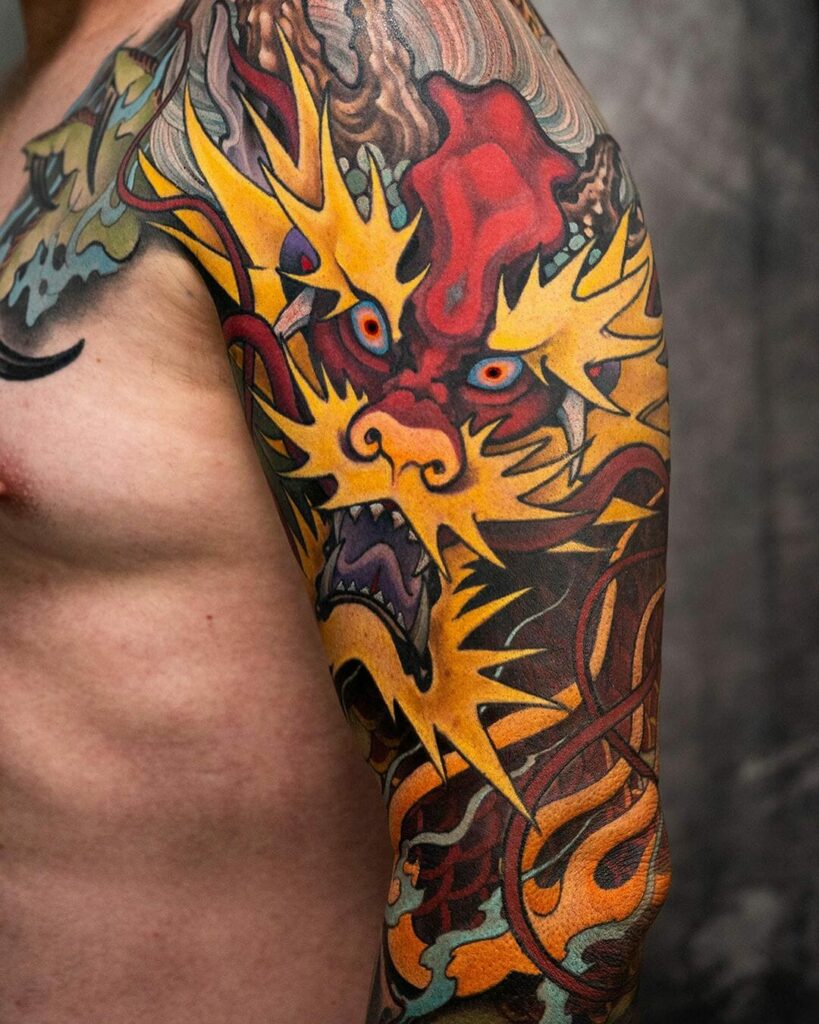 11+ Dragon Sleeve Tattoo Ideas You'll Have to See to Believe! 15 Electrifying Full Sleeve Japanese Dragon Tattoo Idea For Men And Women