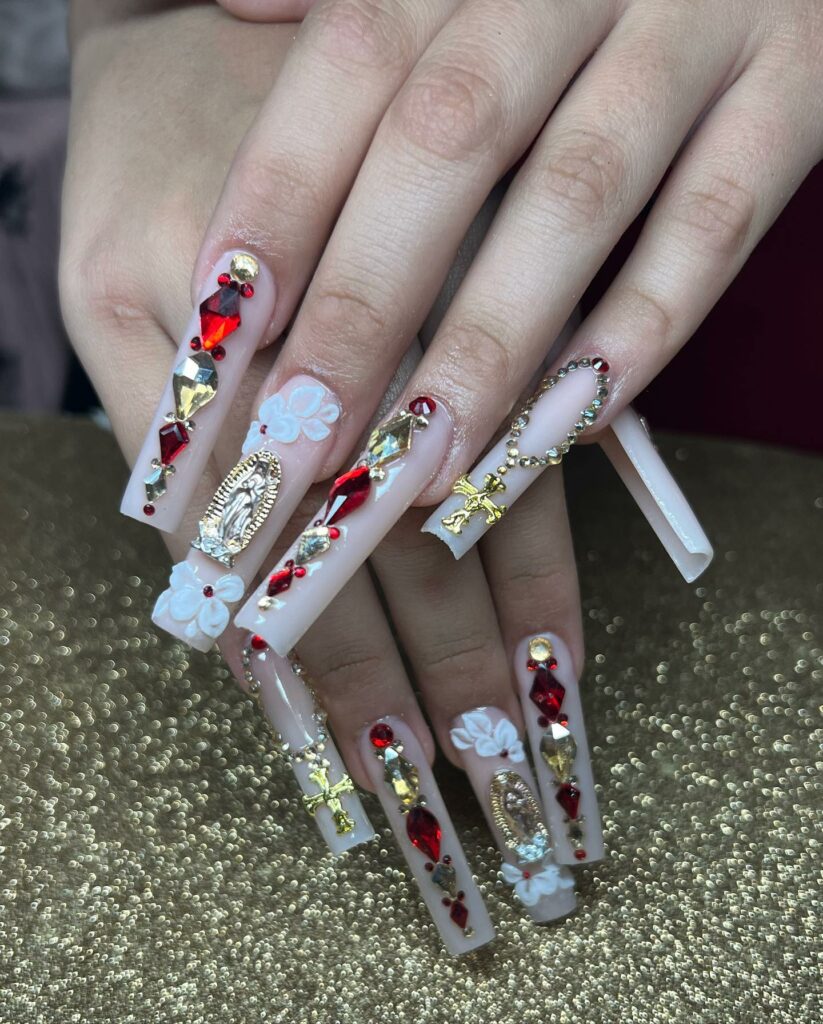 34 Latest Red and Gold Nail Designs To Try In 2024! 35 Elegance Unleashed with Red and Gold Embellishments