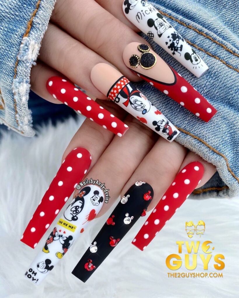 Add Whimsy with 35 Mickey Mouse Nail Designs in 2024 27 Elegant Acrylic Mickey Mouse Nails