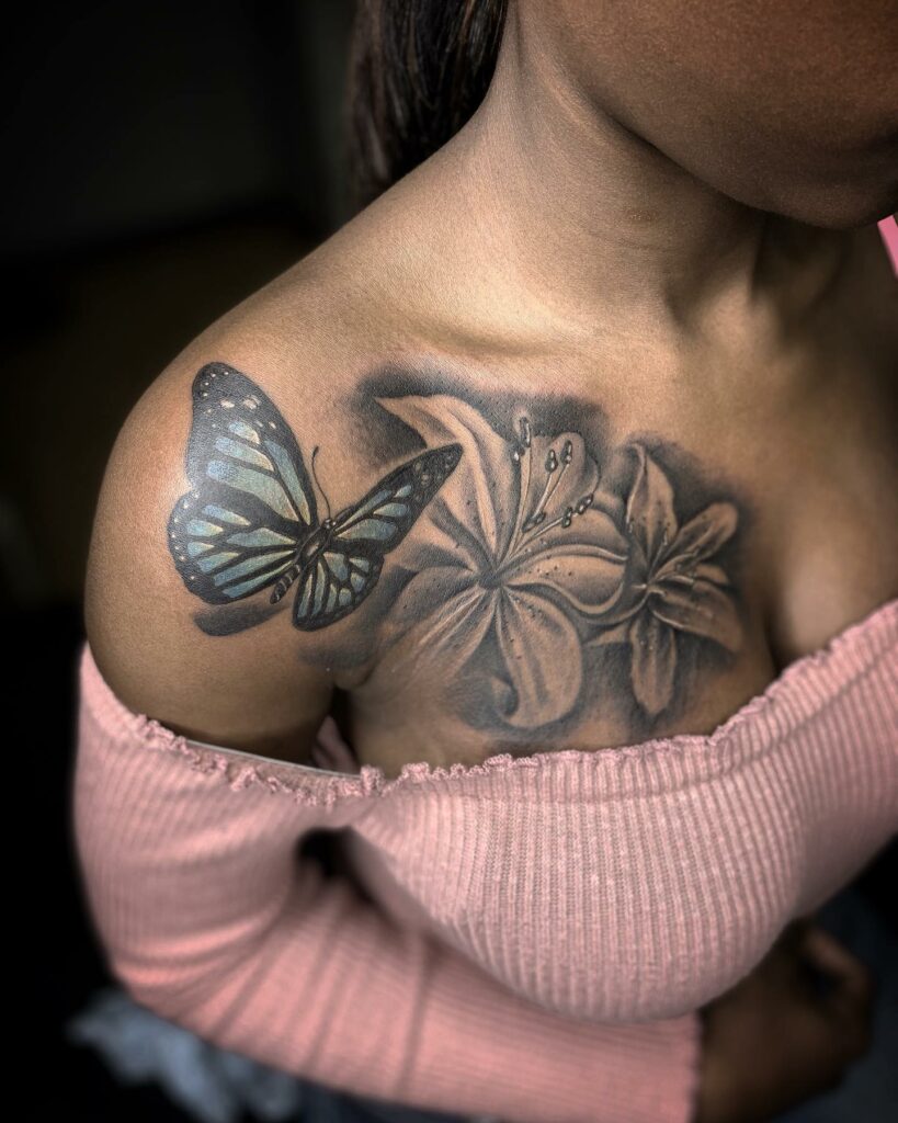 12+ Shoulder Butterfly Tattoo To Inspire You! 11 Elegant Butterfly On Shoulder Art