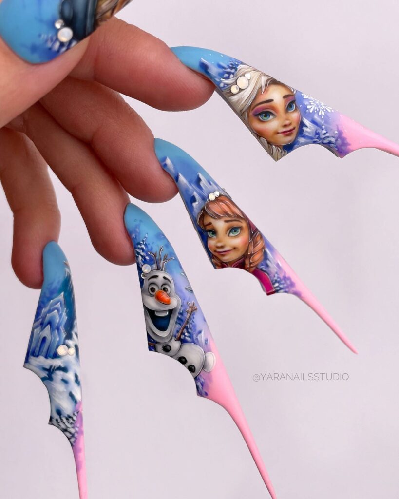 25 Latest Frozen Nail Designs To Try In 2024! 10 Enchanted Elegant Frozen Inspired Nails