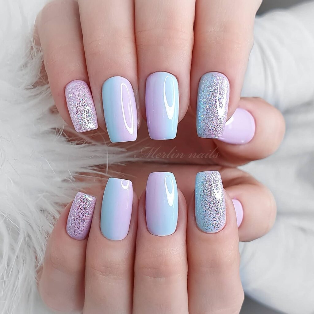 Explore 30 Purple Coffin Nail Designs in 2024 18 Elegant, Glitter Short Coffin Nails