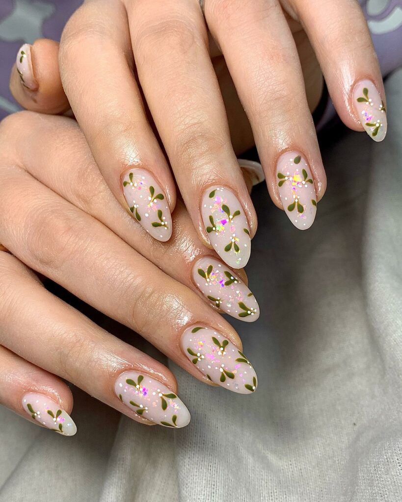 Bring Mistletoe Magic with 20 Mistletoe Nail Ideas in 2024 14 Elegant Mistletoe Nails