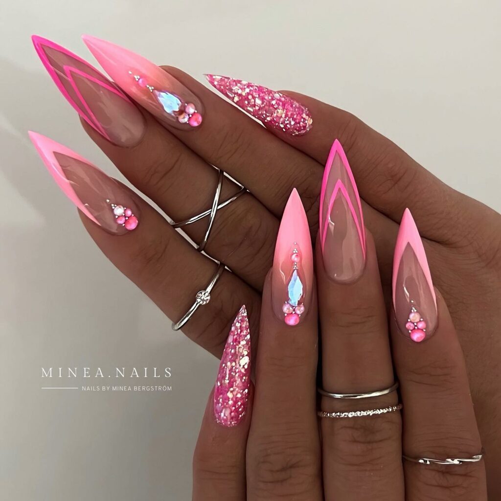 50 Latest Stiletto Nail Ideas To Try 2024! 19 Elegant Pink Stiletto Nails