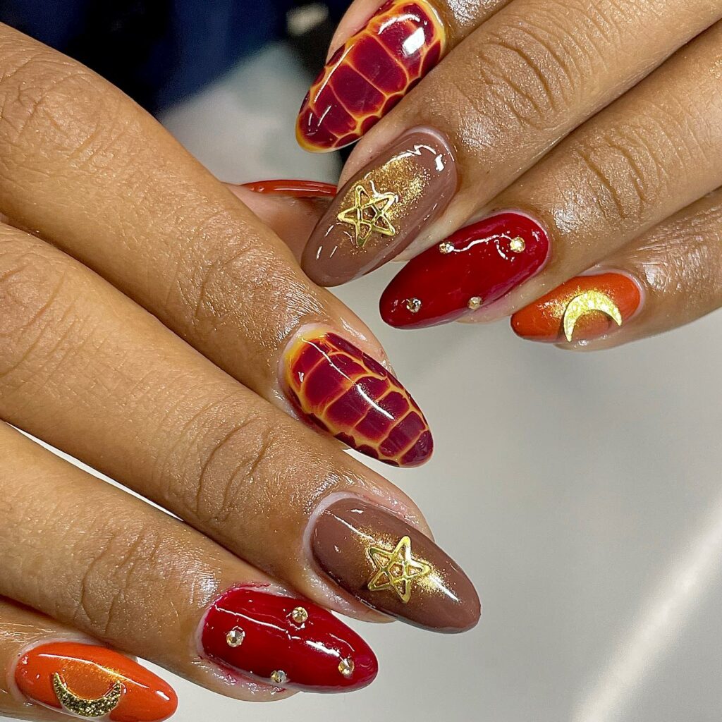 34 Latest Red and Gold Nail Designs To Try In 2024! 31 Refined Elegant Red and Gold Nails