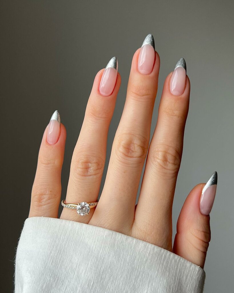 20 Latest Silver French Nail Ideas To Try In 2024! 19 Elegant Silver French Nails