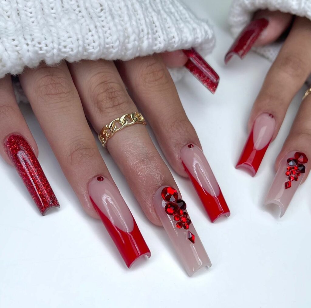 Explore 34 Red Acrylic Nail Designs To Try in 2024 29 Elegant Transition