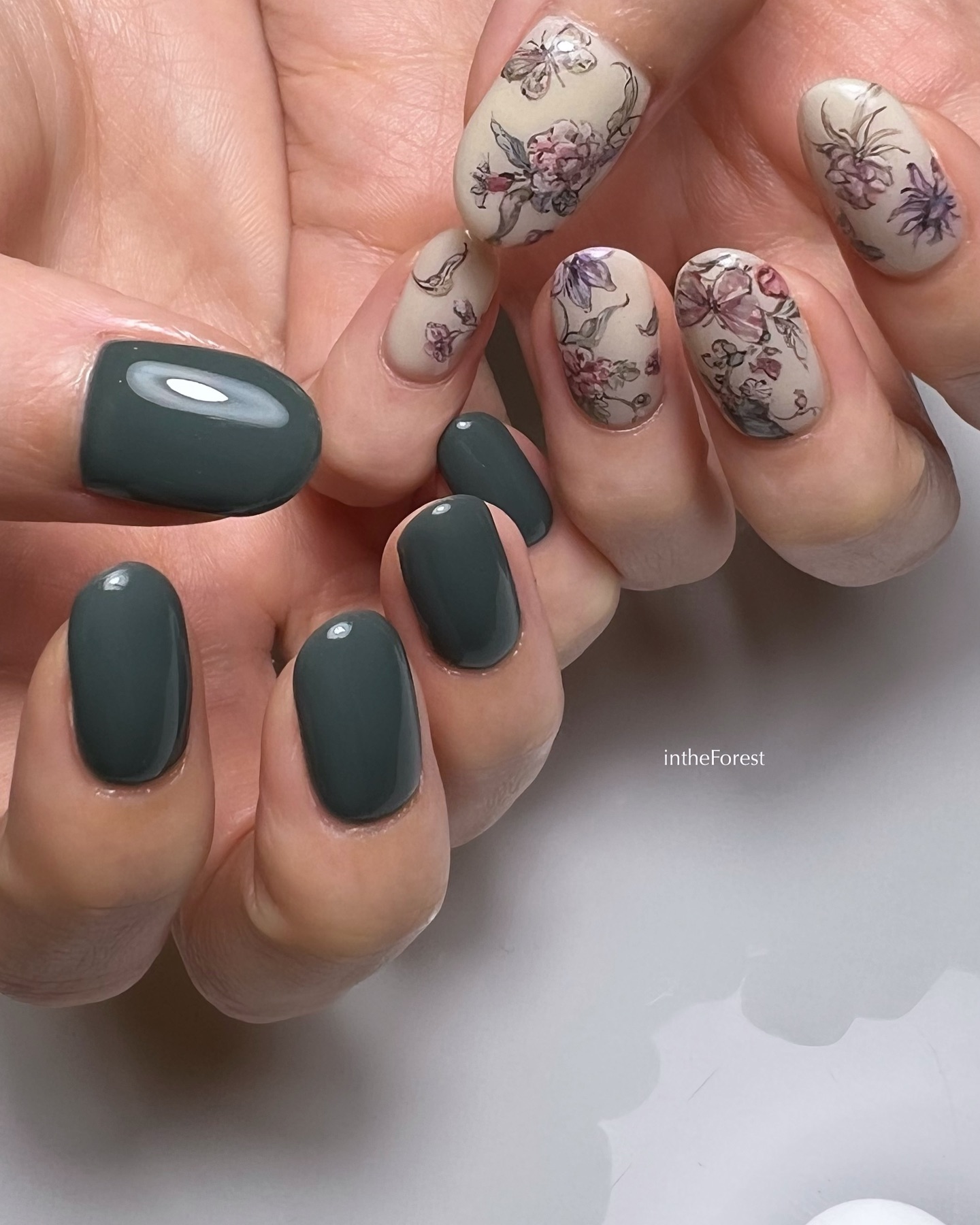 20 LATEST Floral NAIL DESIGNS TO TRY IN 2024! ✨ 18 Elegant Botanical Art on Matte Green Nails