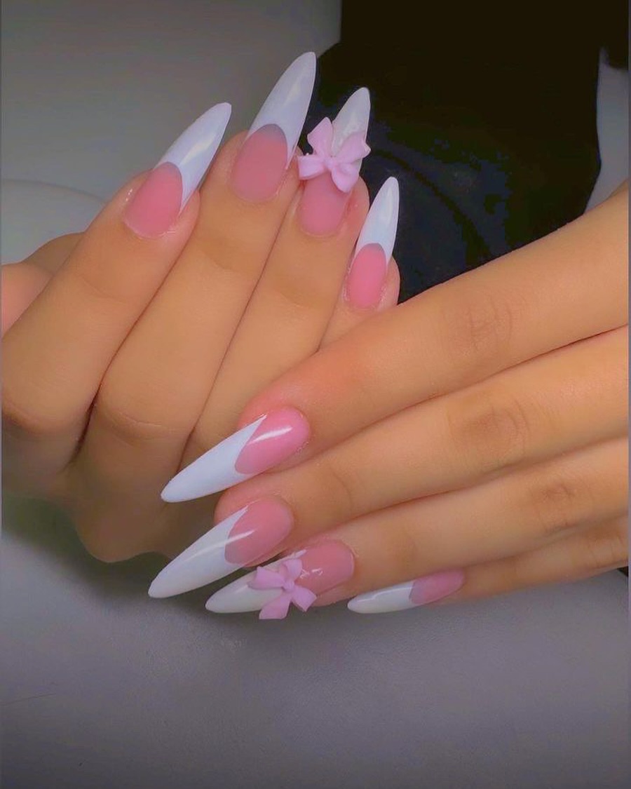 43 Latest Long Nail Designs To Try in Today! 27 Elegant Ombre Stiletto Nails with 3D Flowers