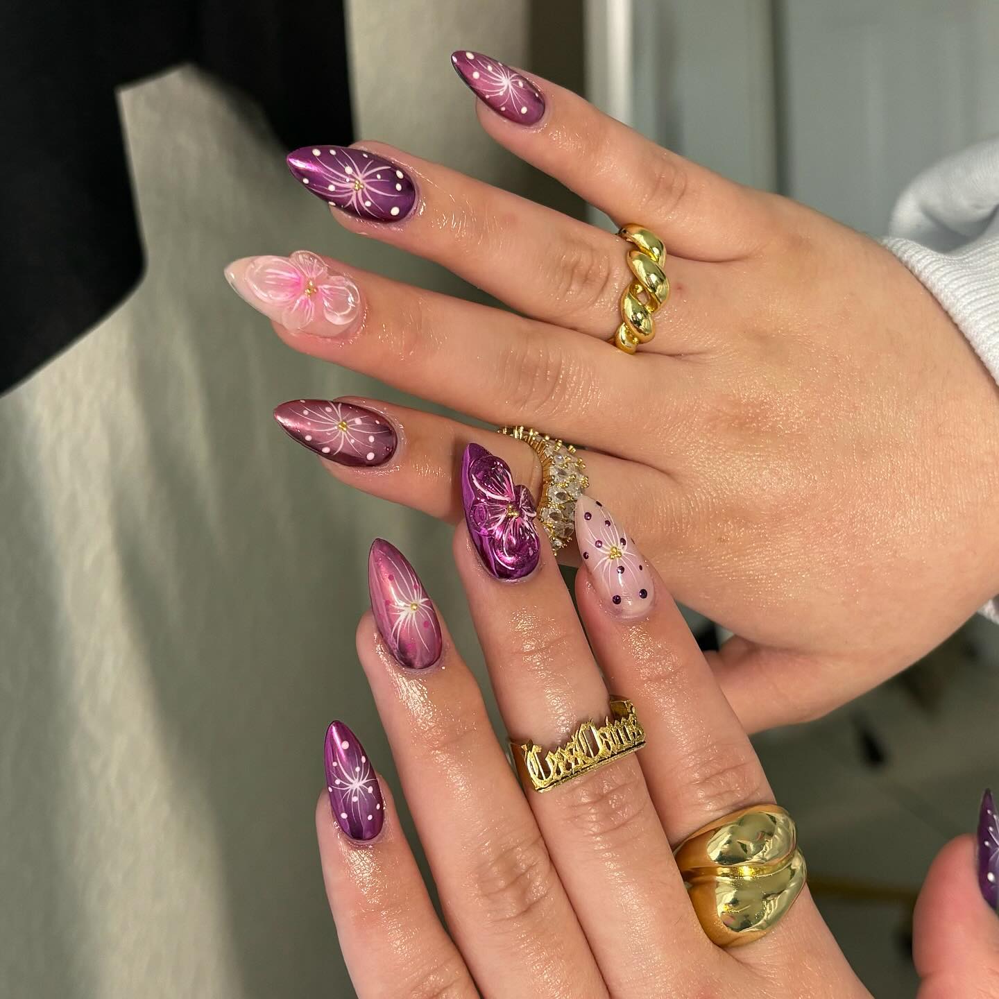 20 LATEST Floral NAIL DESIGNS TO TRY IN 2024! ✨ 10 Elegant Purple Floral Stiletto Manicure