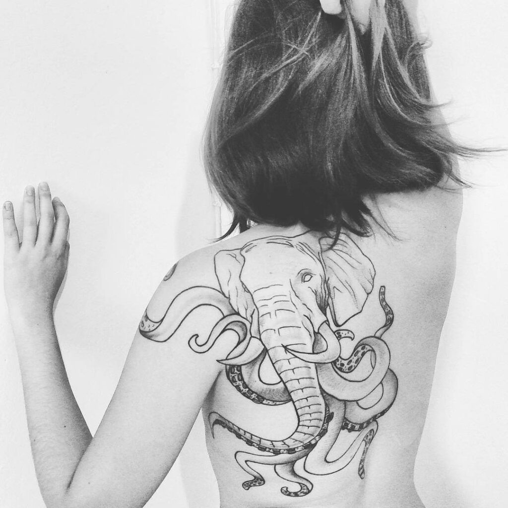 11+ Octopus Back Tattoo Ideas That'll Blow Your Mind! 15 Elephant Octopus Tattoo
