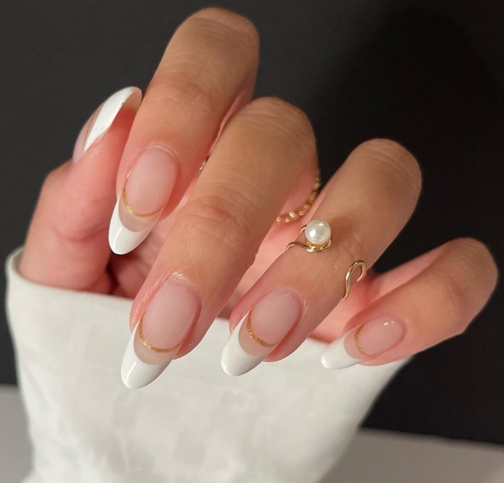 55 Latest Gold French Tip Nail Ideas To Try In 2024! 32 Classic White and Gold French Nails