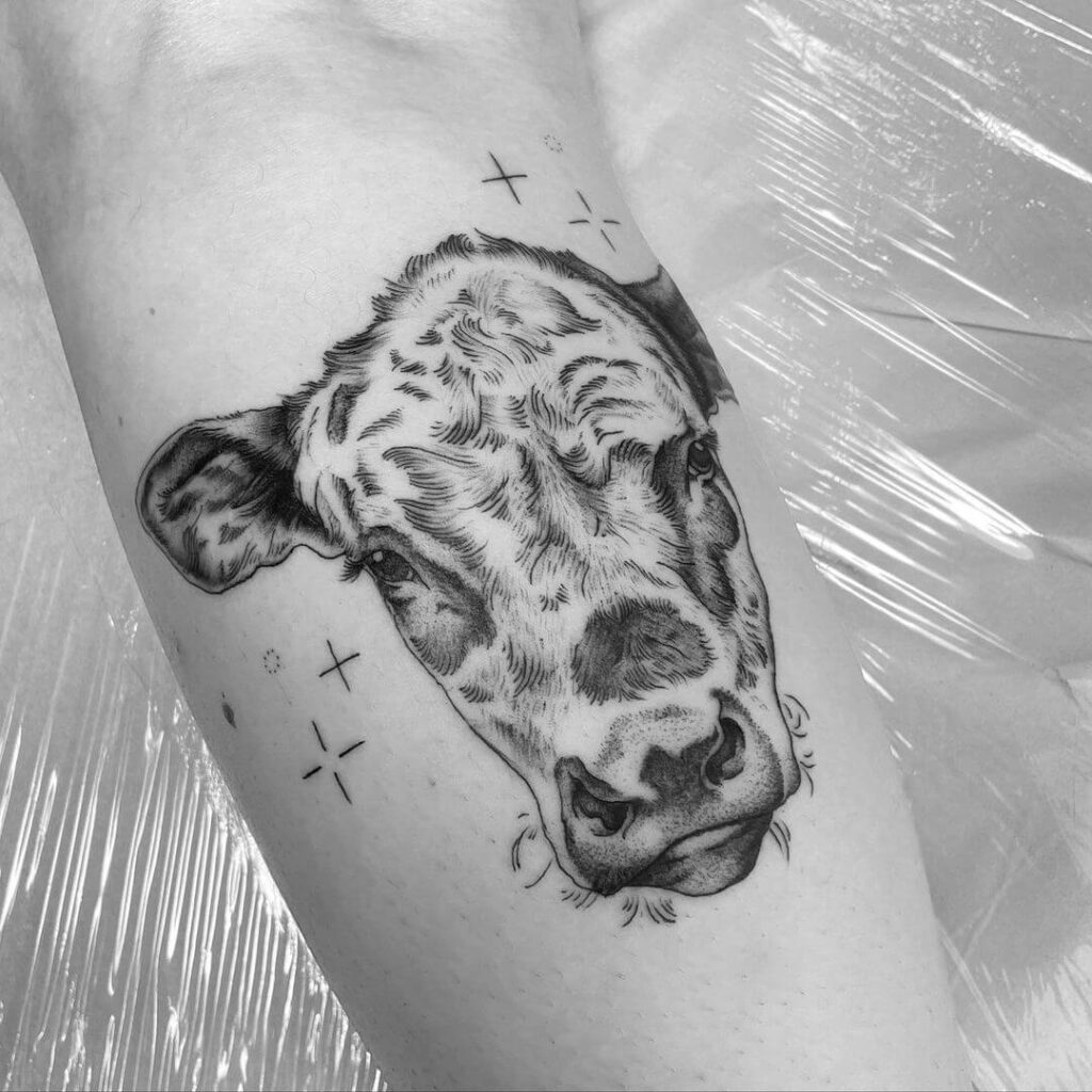 12+ Minimalist Cow Tattoo Ideas To Inspire You! 13 Emotional Black Inked Cow Tattoo