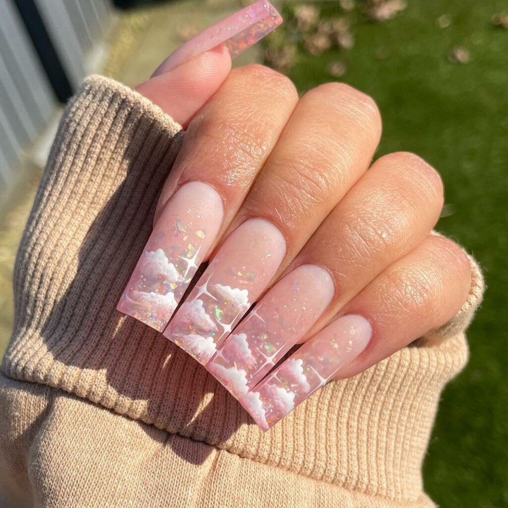 25 Latest Cloud Nails Designs To Try In 2024! 28 Transparent Tips with Cloudy Magic