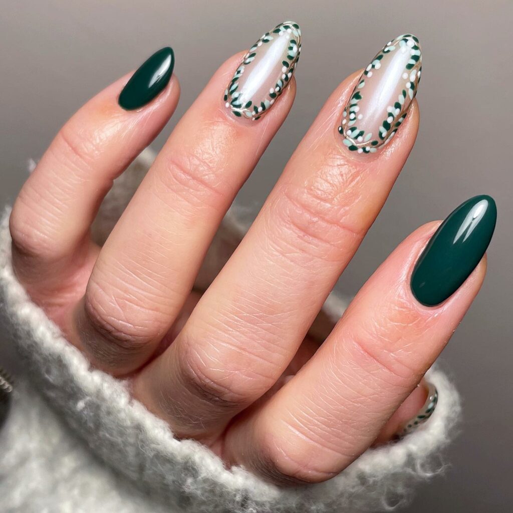 Bring Mistletoe Magic with 20 Mistletoe Nail Ideas in 2024 10 Enchanting Green Mistletoe Nails