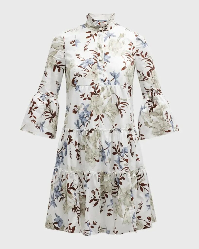 Erdem Tiered Hem Frilled-Trim Short Dress