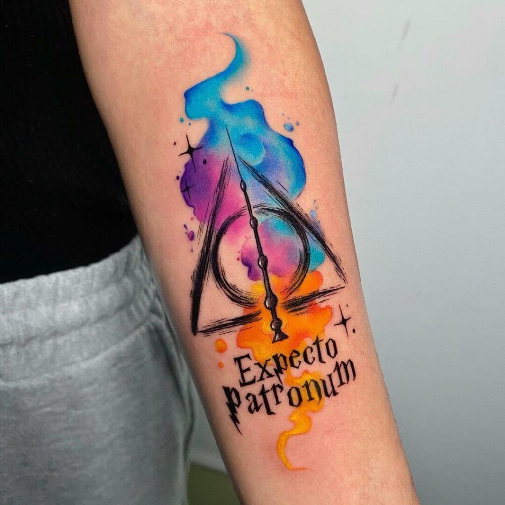 11+ Acuarela Tattoo Ideas That Will Blow Your Mind! 15 Expecto Patronum Acuarela Estilo Tatuajes Design