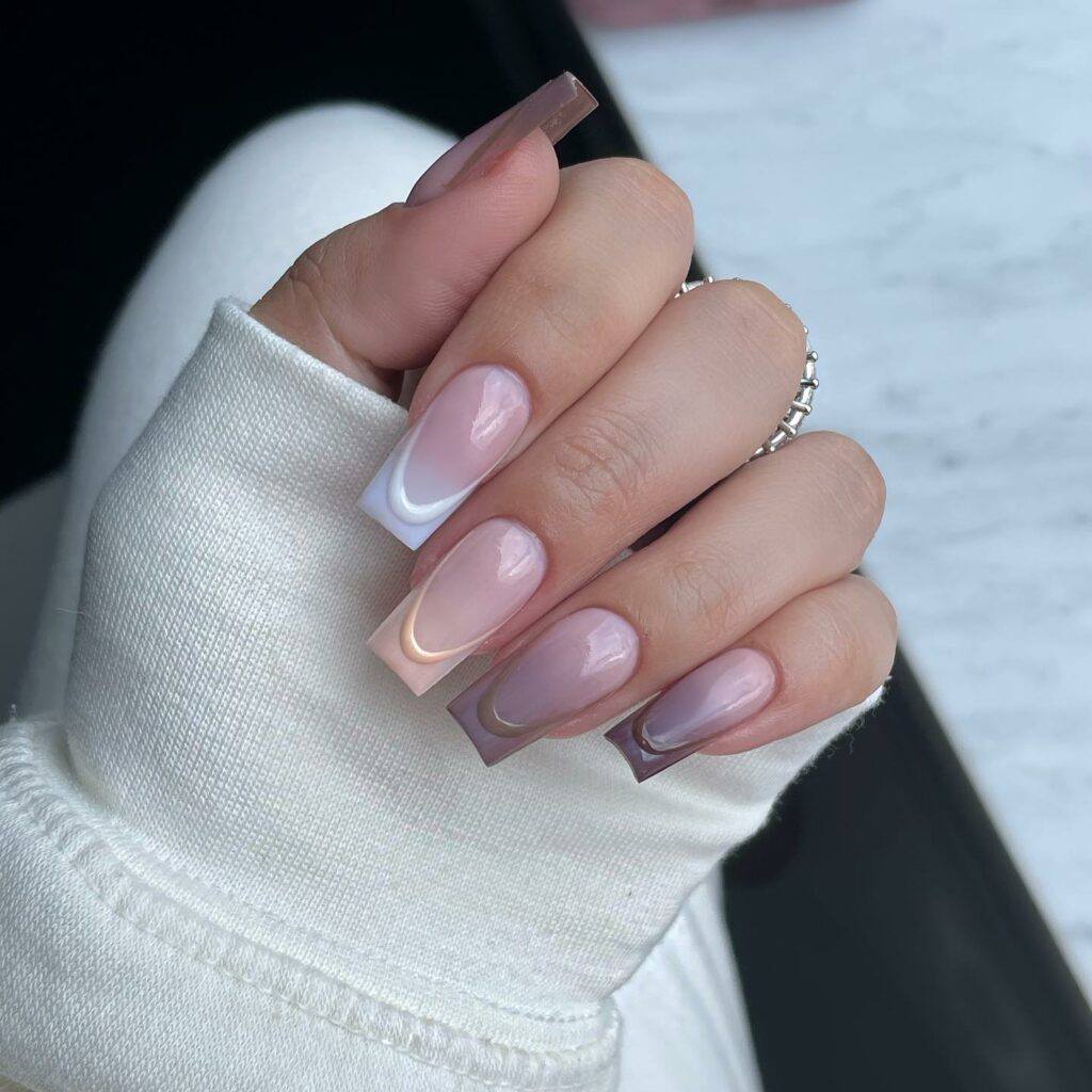 32 Latest Square French Nail Designs To Try In 2024! 35 Fall Ombre Square French Nails