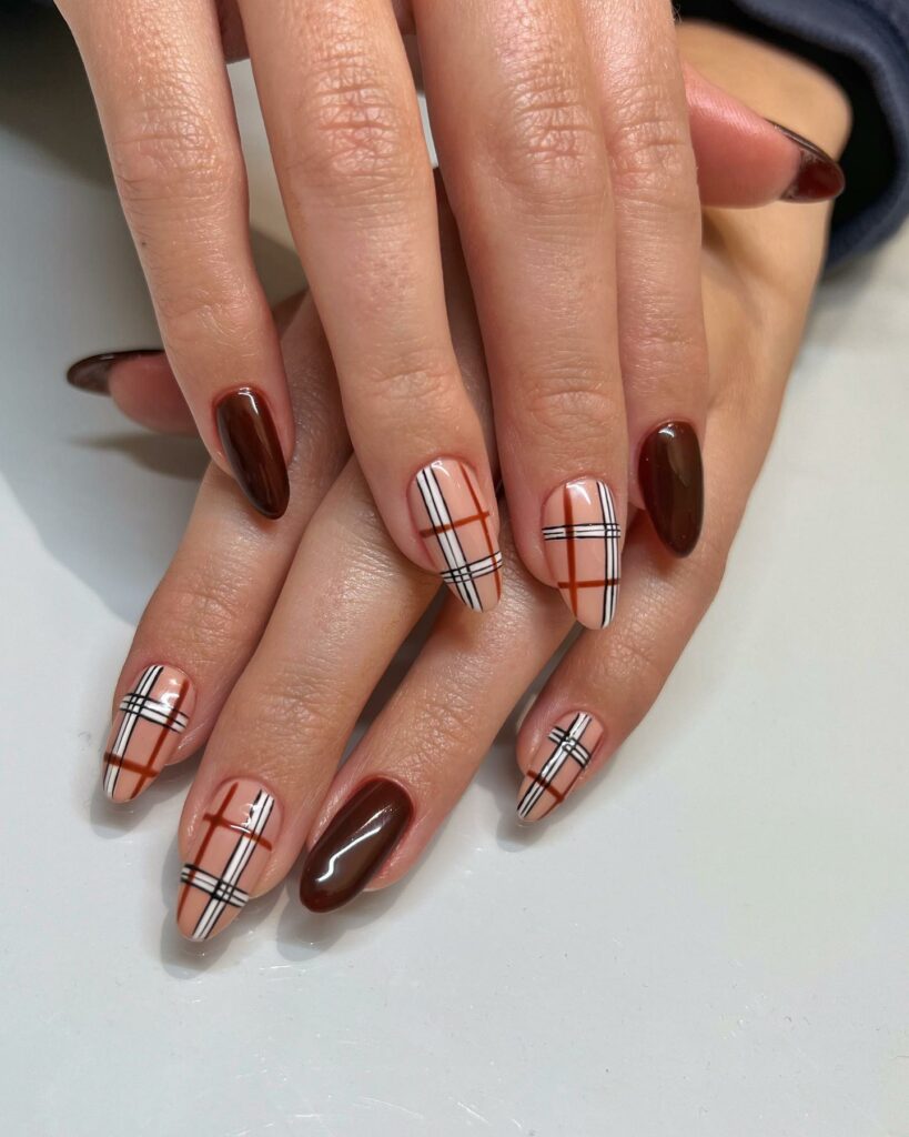 30 Latest November Nail Designs To Try This Fall 33 Fall Plaid nails