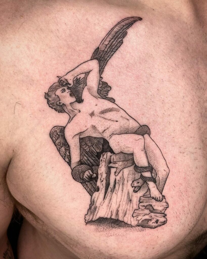 11+ Fallen Angel Tattoo Ideas You Have To See To Believe! 16 Fallen Angel Tattoo With Serpents