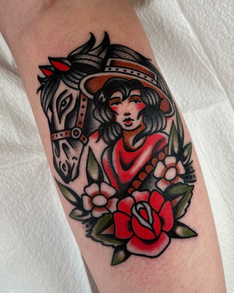 10+ Small Western Tattoo Ideas That Will Blow Your Mind! 15 Fantastic Cowgirl with A Horse Forearm Tattoo