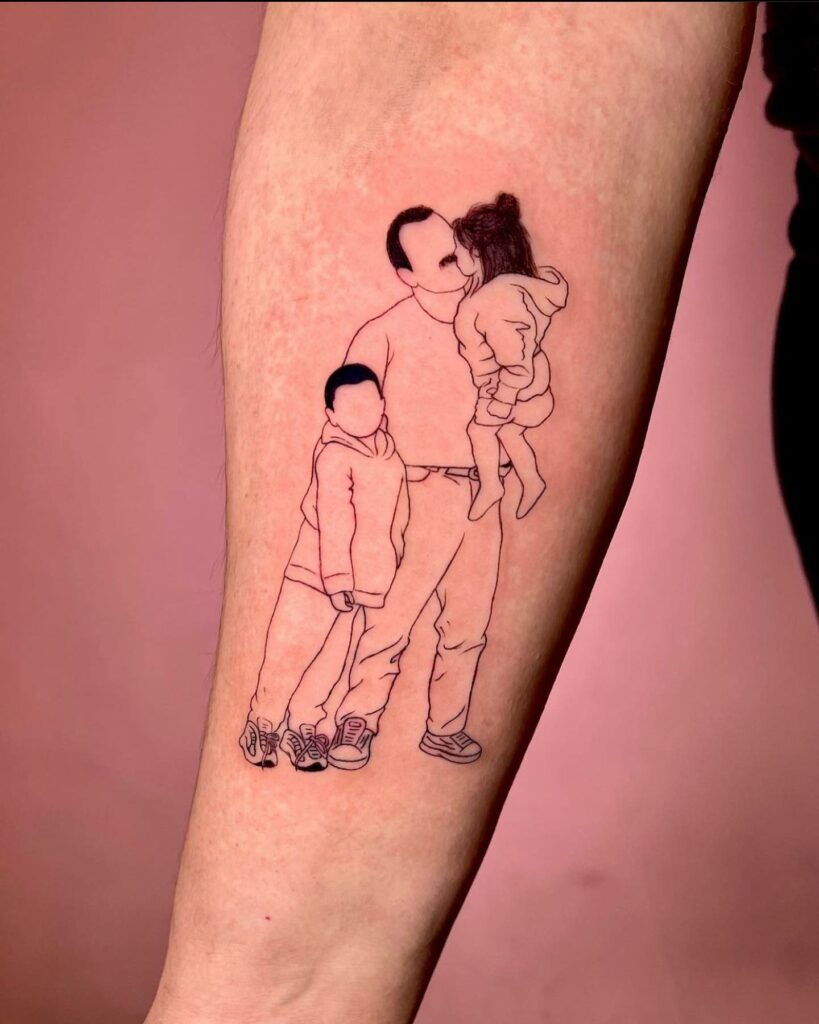 12+ Outline Tattoo Stencil Ideas That Will Blow Your Mind! 17 Father And Children Outline Tattoo
