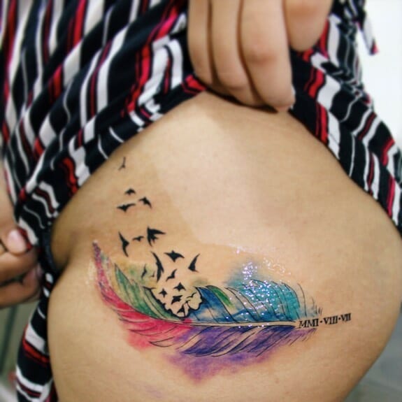 11+ Roman Numerals Chest Tattoo Ideas That Will Blow Your Mind! 14 Feather Tattoo Roman Numerals On Chest
