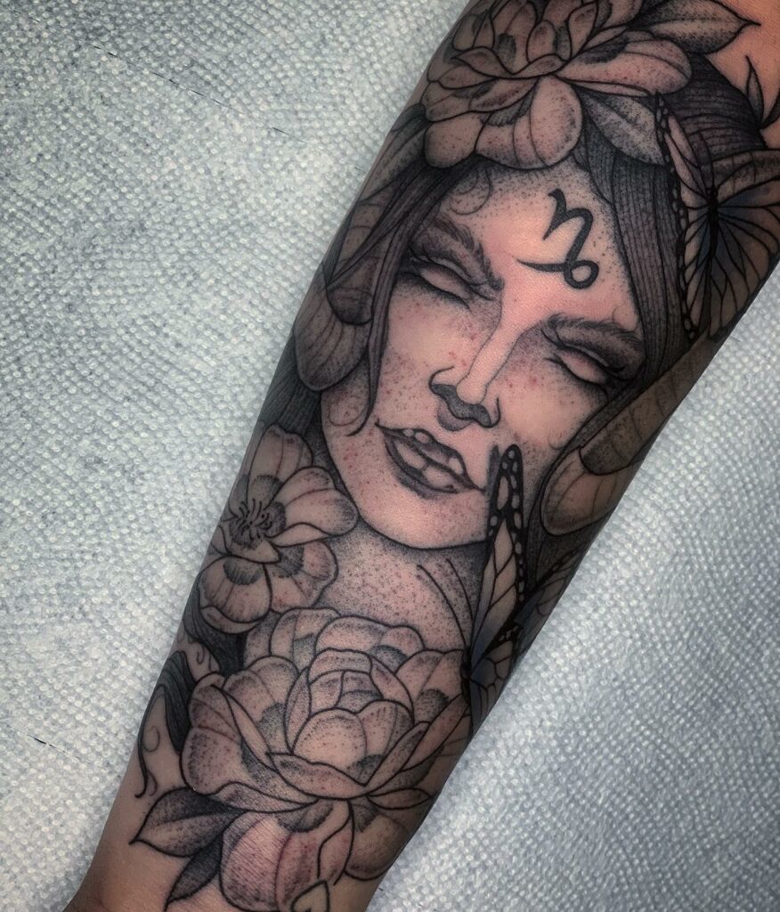 12+ Girly Capricorn Sign Tattoo Ideas To Inspire You! 12 Female Goddess Girly Capricorn Sign Tattoo