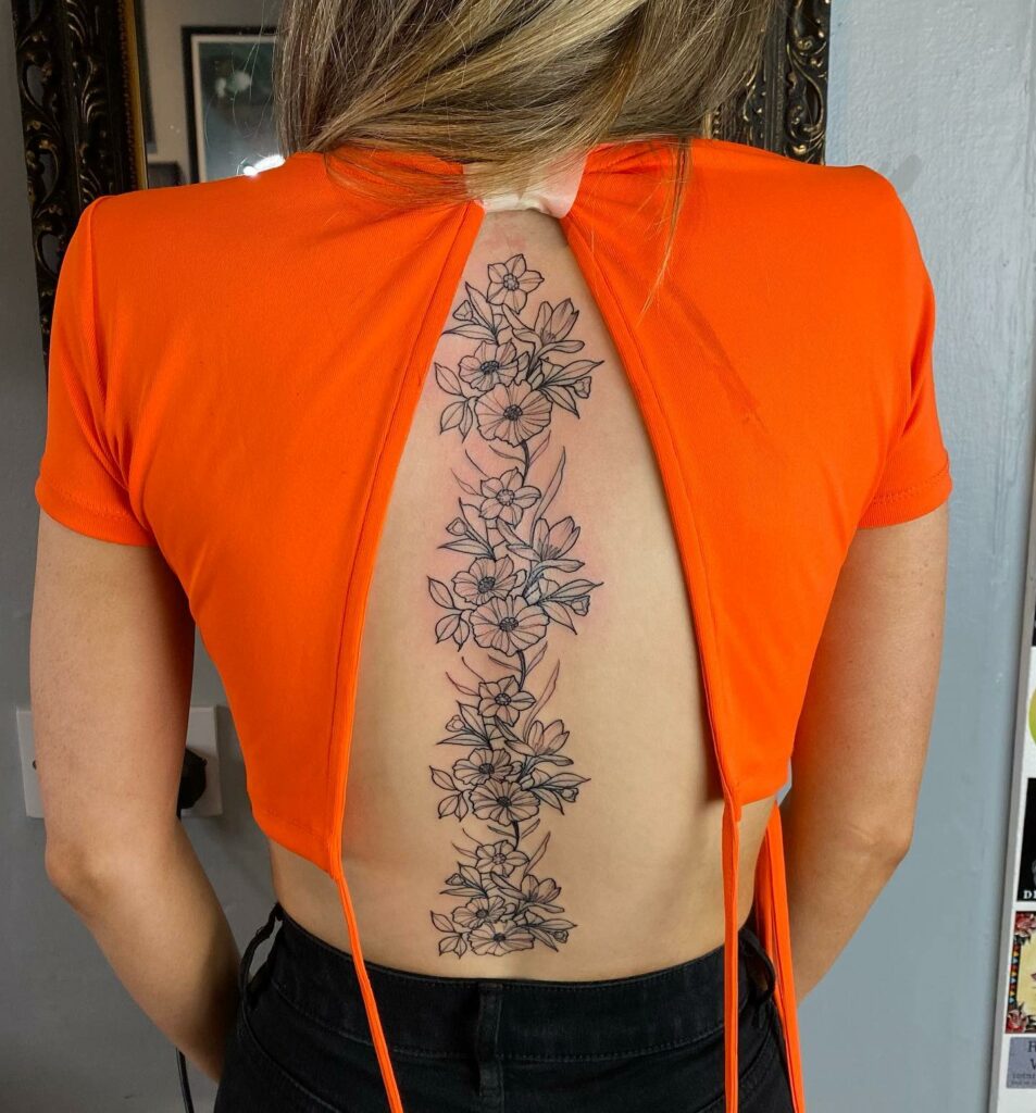 11+ Flower Spine Tattoo Ideas That Will Blow Your Mind! 12 Feminine Spine Tattoo Flower
