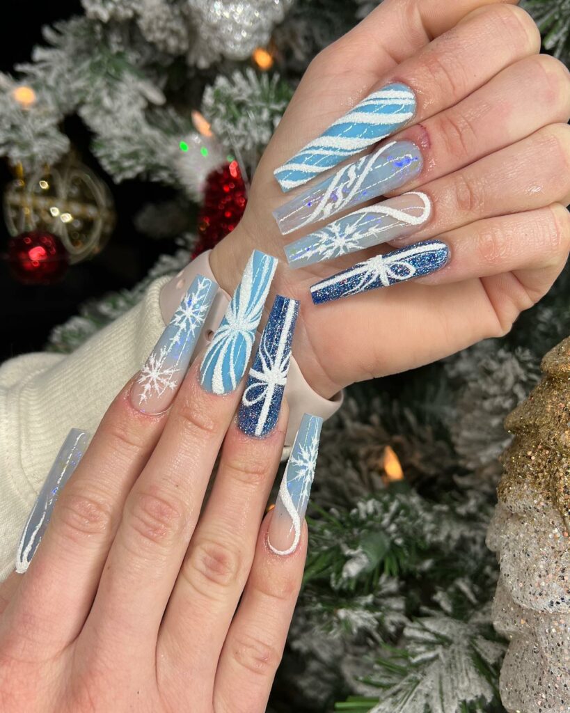 Feel Festive with 30 Blue Christmas Nail Ideas in 2024 31 Festive Acrylic Blue Christmas Nails