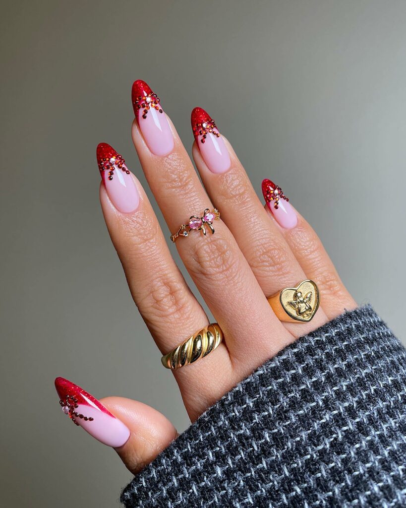 Feel Festive with 30 Christmas Almond Nail Ideas in 2024 30 Festive Bows Red Christmas Almond Nails