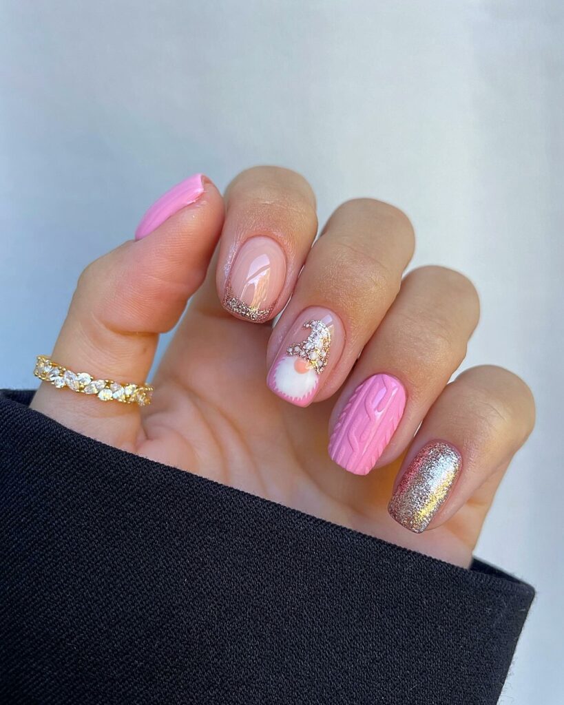 Get Merry with 30 Pink Christmas Nail Ideas in 2024 11 Festive Glamour Pink Christmas Nails