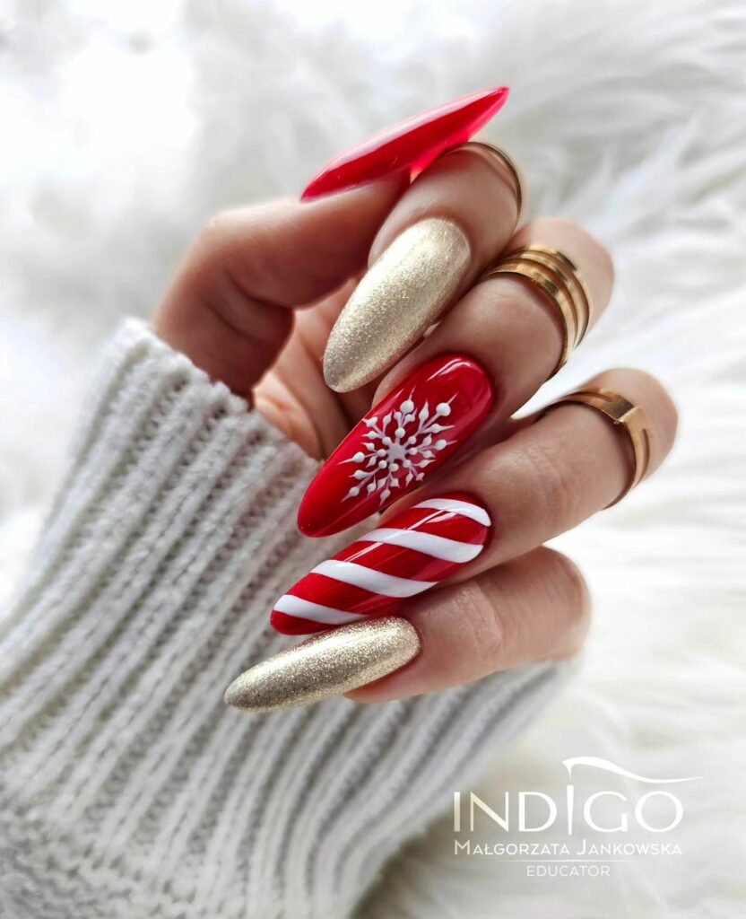 Shine Bright with 30 Red and Gold Christmas Nail Ideas in 2024 20 Festive Red and Gold Christmas Nails