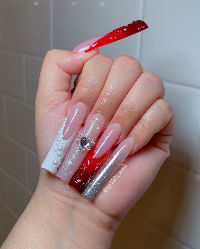 20 Latest Red And Silver Nail Ideas For 2024 15 Festive Red and Silver Nails