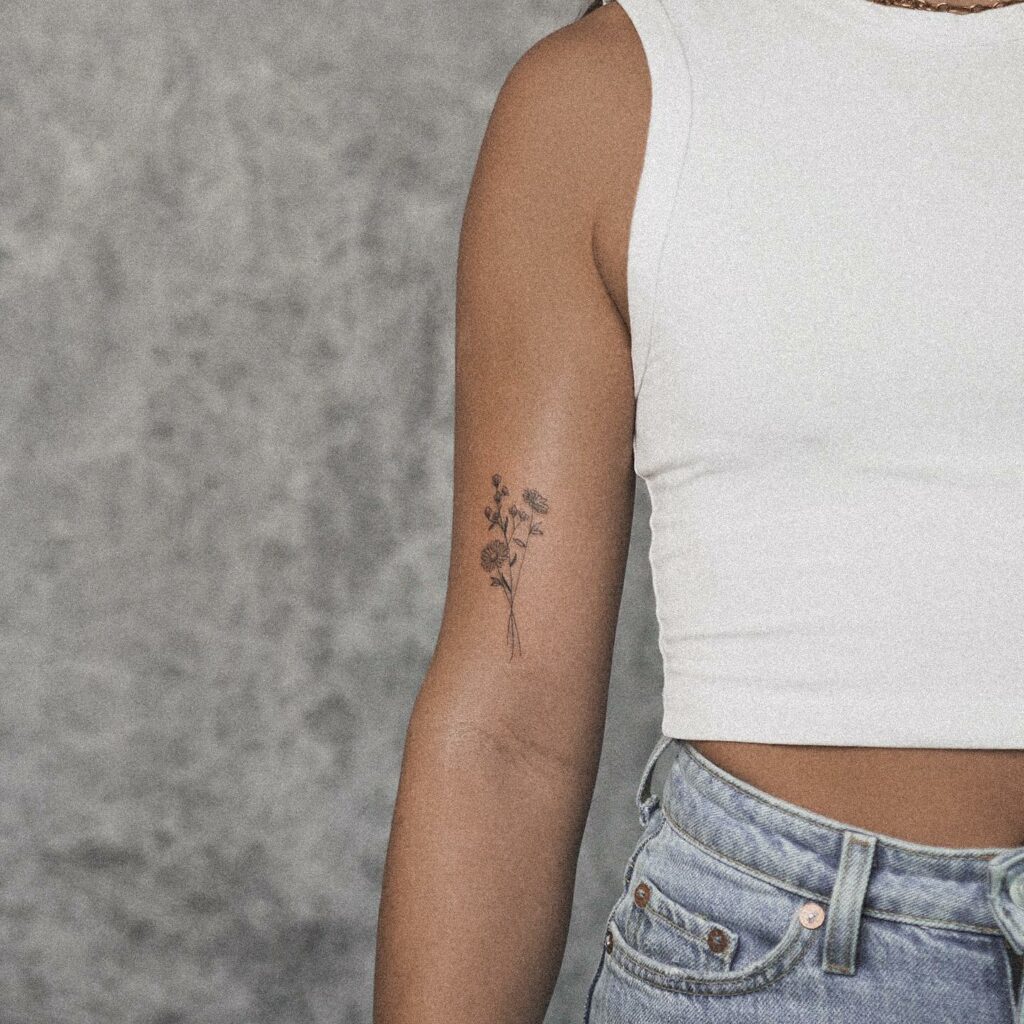20+ Aged Fine Line Tattoos That Will Blow Your Mind 23 Fine Line Flower Tattoo