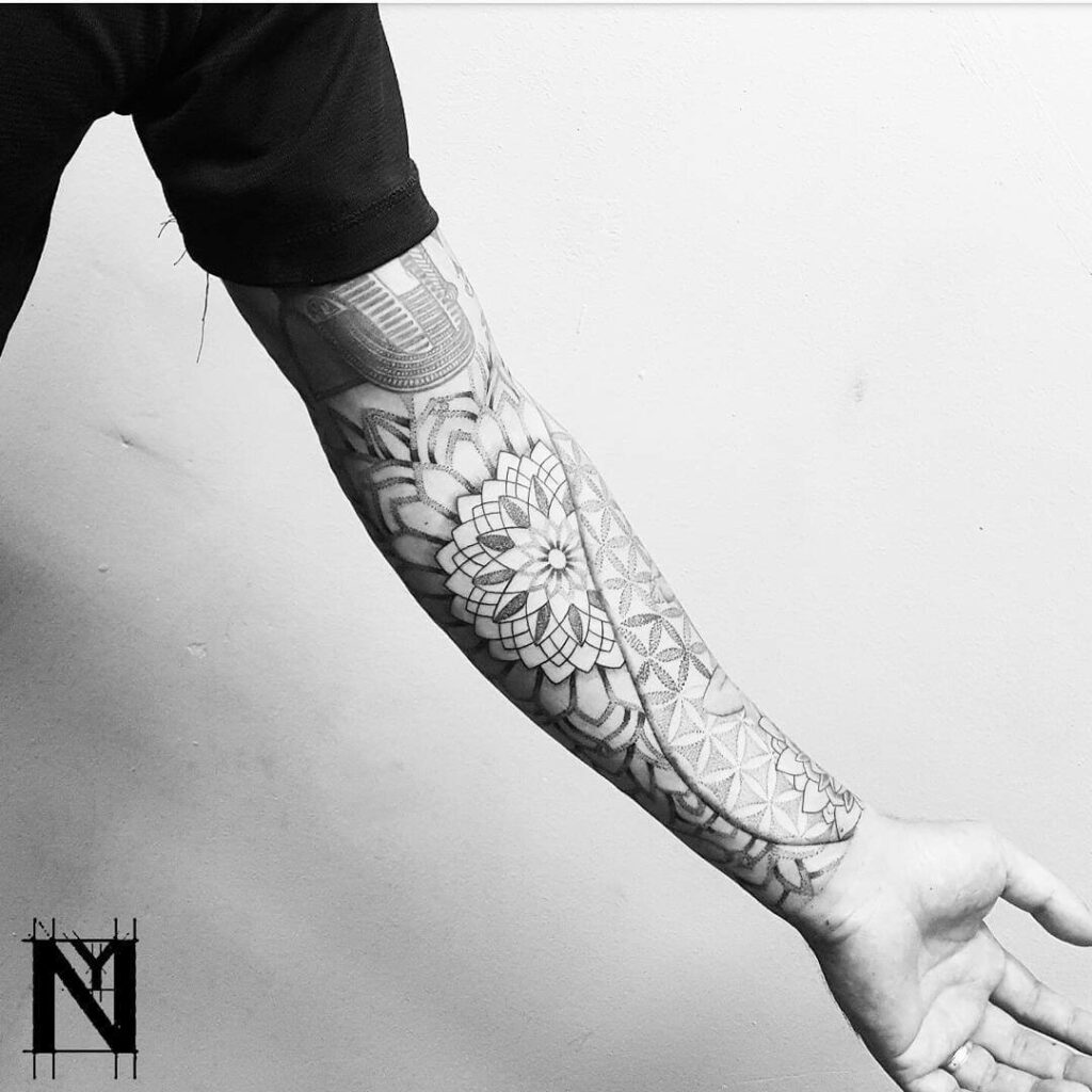 12+ Geometric Half Sleeve Tattoo Ideas To Inspire You! 14 Fine-Line Half Sleeve Geometric Tattoo